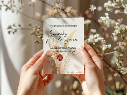 Boho Wedding Party Invitations & Envelopes | Pack of 10