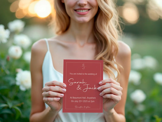 Rosewood Wedding Party Invitations & Envelopes | Pack of 10