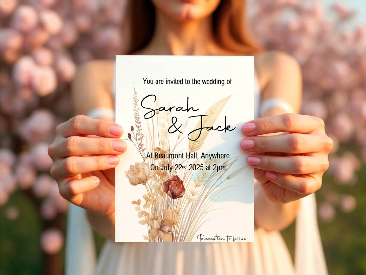 Boho Wedding Party Invitations & Envelopes | Pack of 10