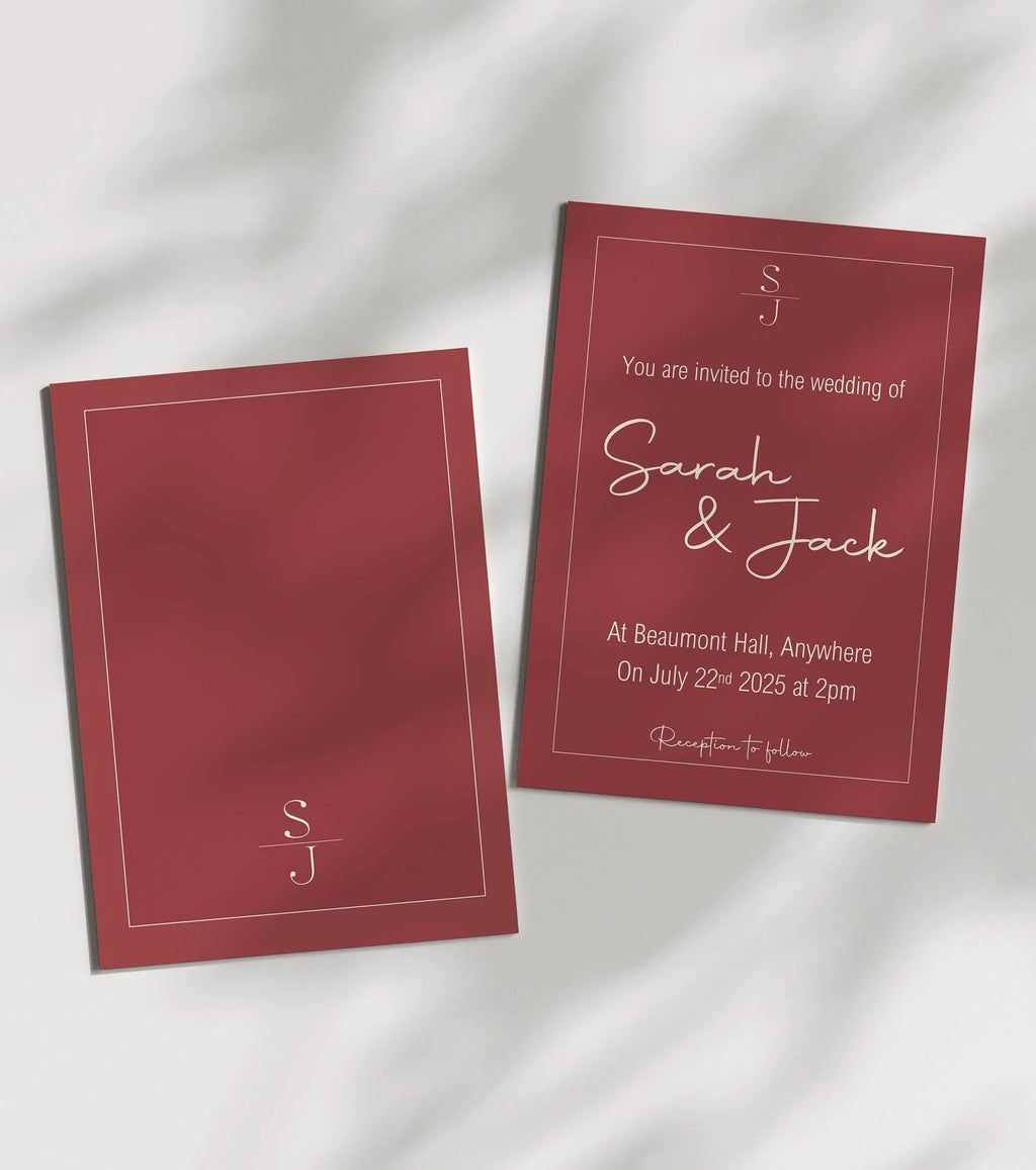 Rosewood Wedding Party Invitations & Envelopes | Pack of 10 - Larosier Prints