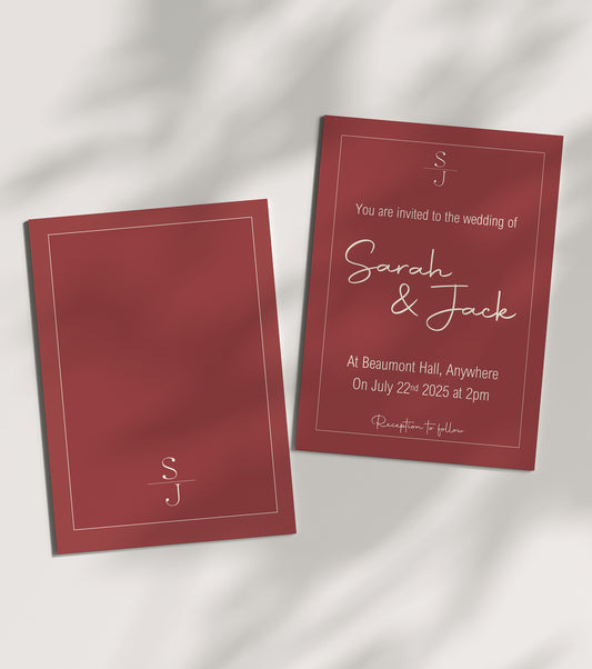 Rosewood Wedding Party Invitations & Envelopes | Pack of 10