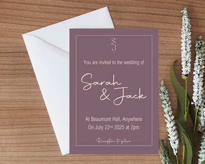 Heather Wedding Party Invitations & Envelopes | Pack of 10