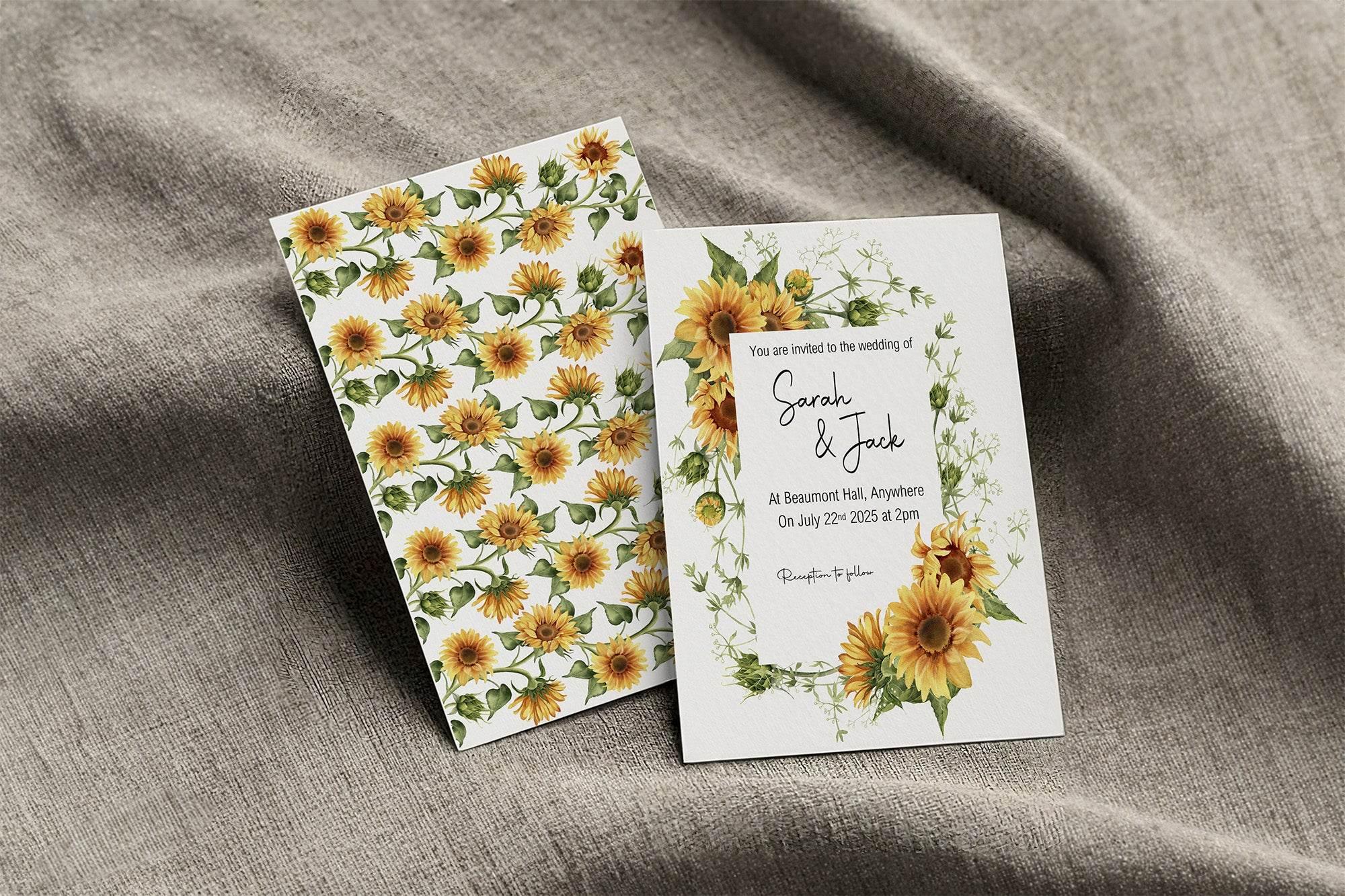 Sunflower Wedding Invitation Suite - Larosier Prints