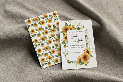 Sunflower Wedding Party Invitations & Envelopes | Pack of 10