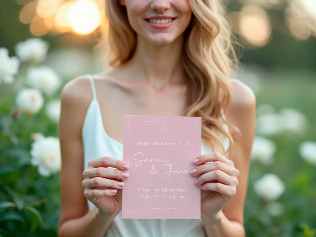 Dusky Pink Wedding Party Invitations & Envelopes | Pack of 10 - Larosier Prints