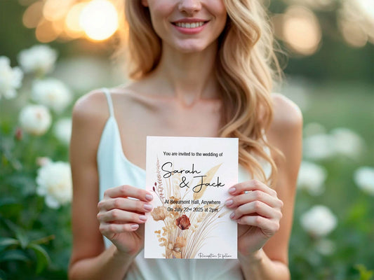 Boho Wedding Party Invitations & Envelopes | Pack of 10