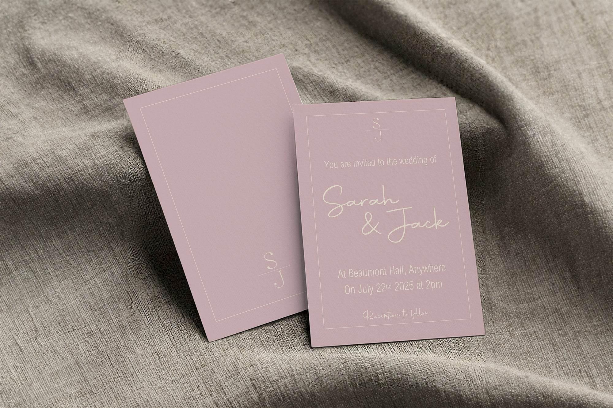 Dusky Pink Wedding Invitation Suite - Larosier Prints