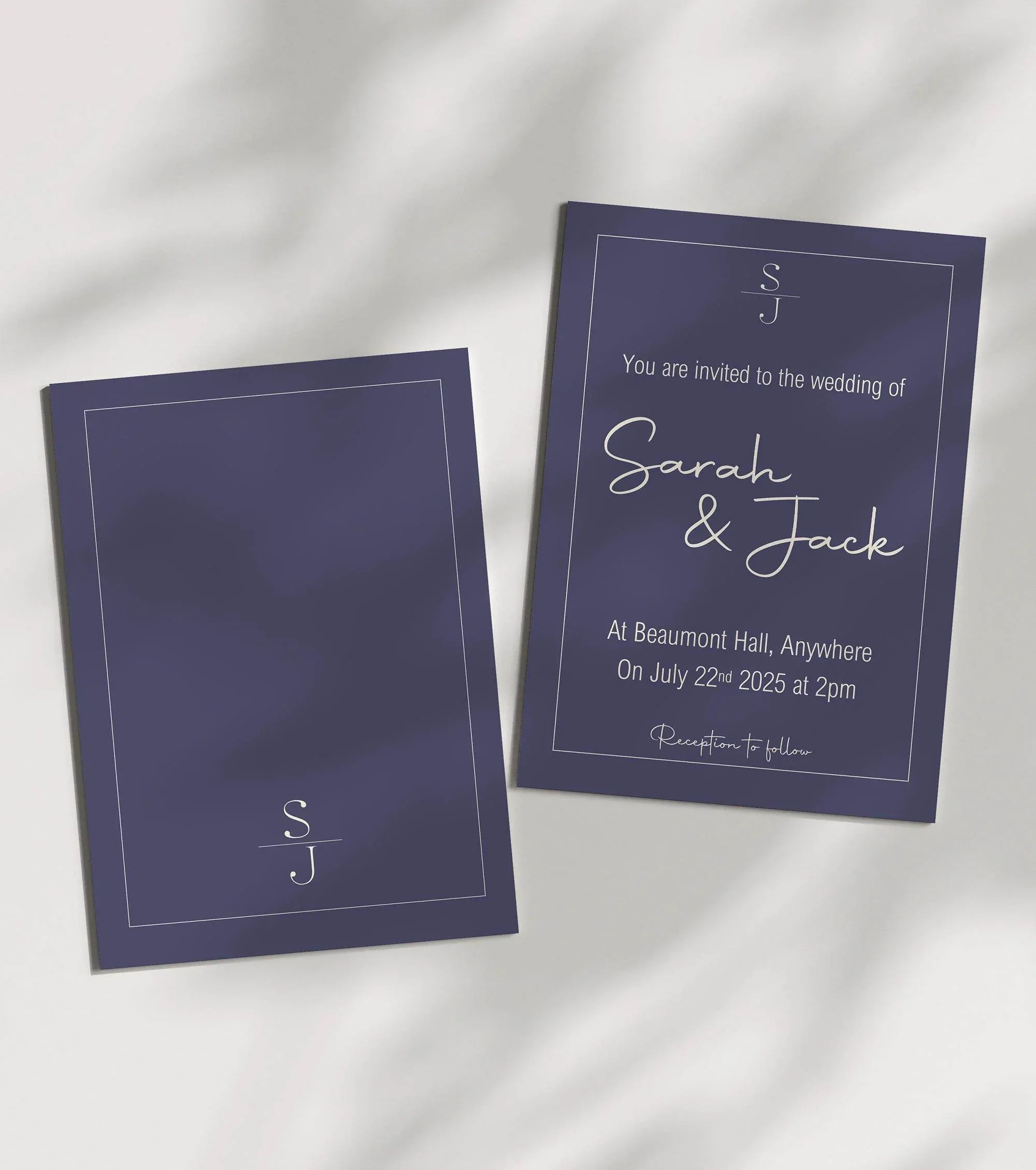 Sapphire Wedding Party Invitations & Envelopes | Pack of 10 - Larosier Prints