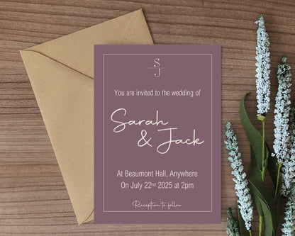 Heather Wedding Party Invitations & Envelopes | Pack of 10
