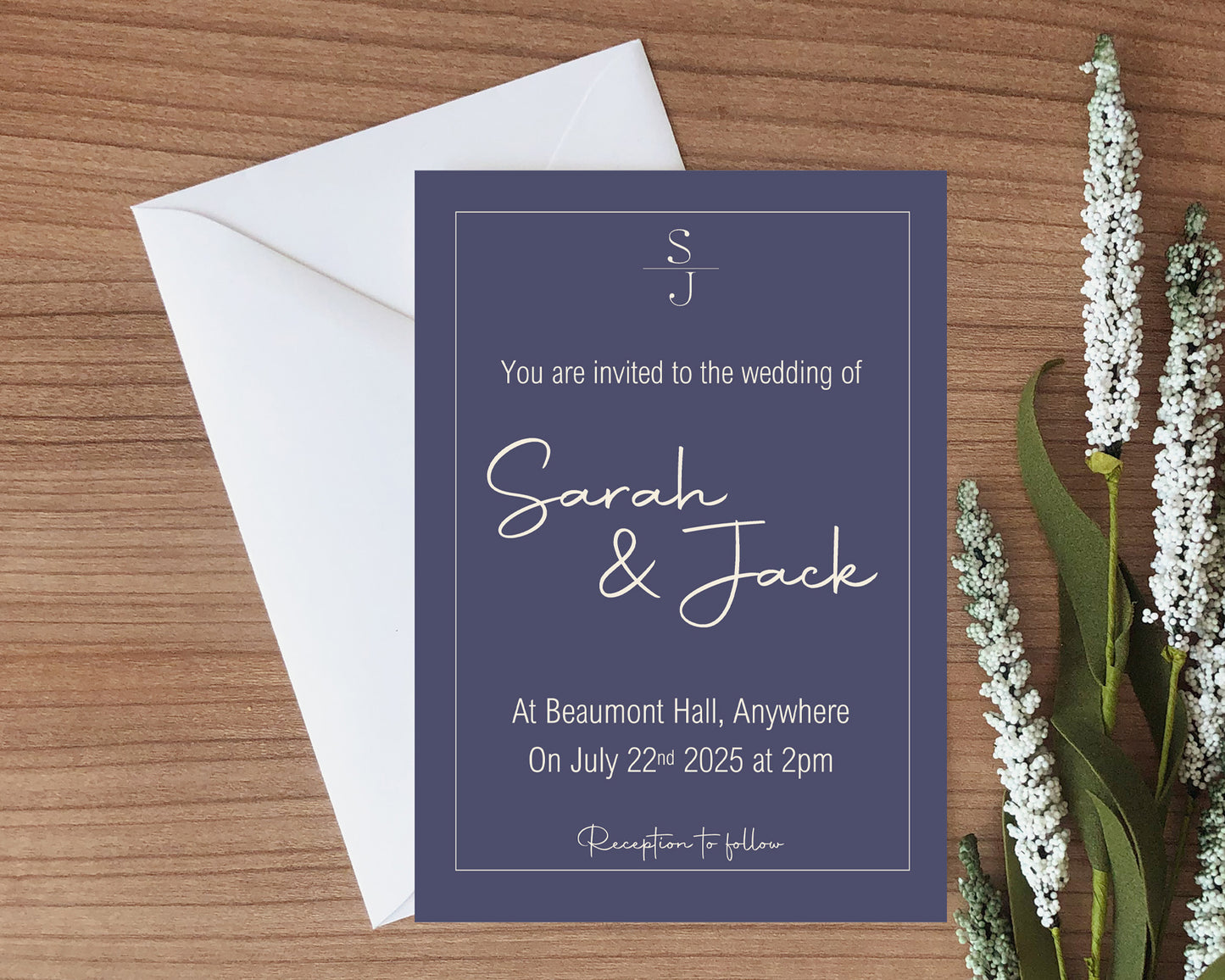 Sapphire Wedding Party Invitations & Envelopes | Pack of 10