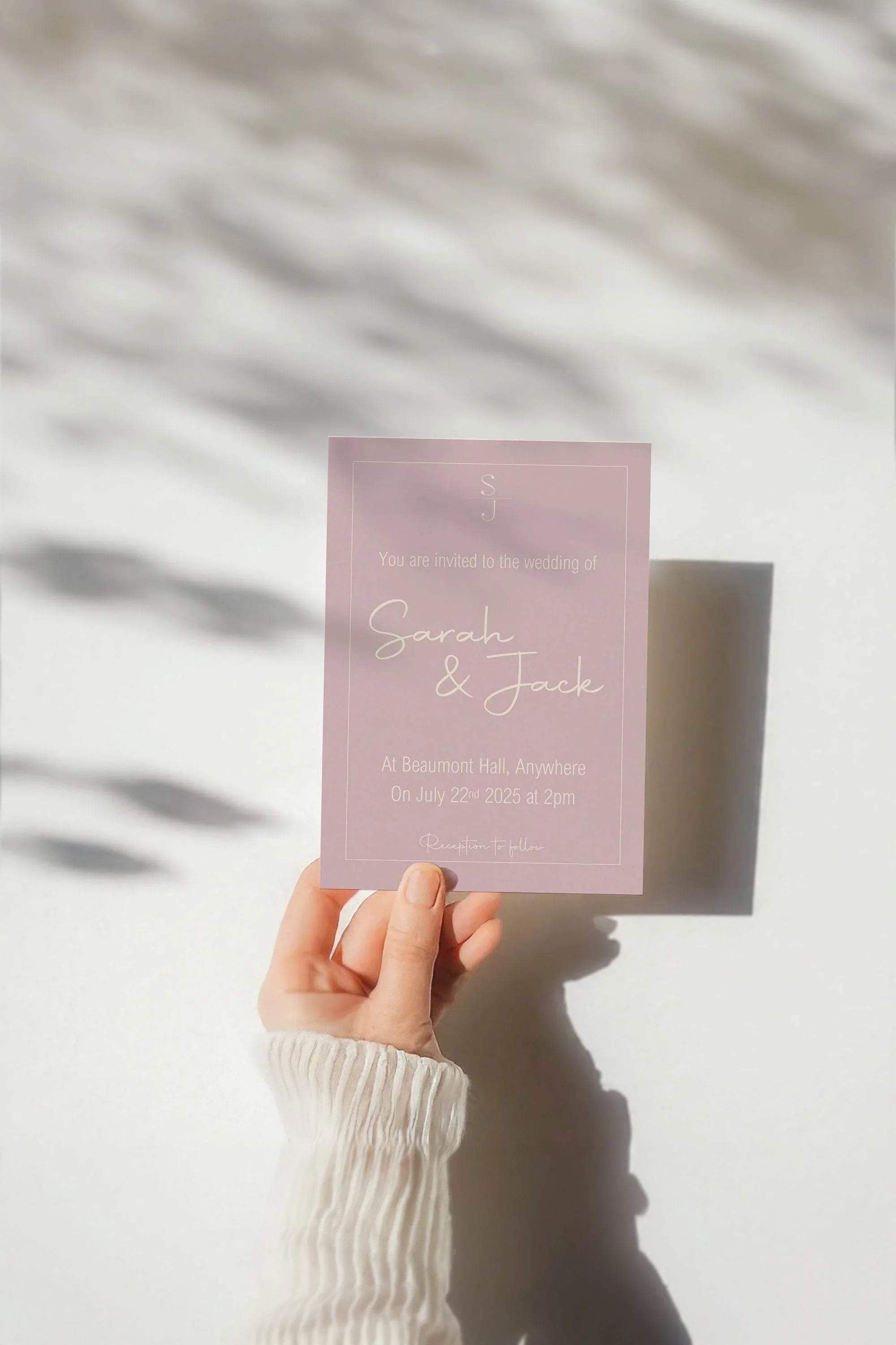 Dusky Pink Wedding Party Invitations & Envelopes | Pack of 10 - Larosier Prints