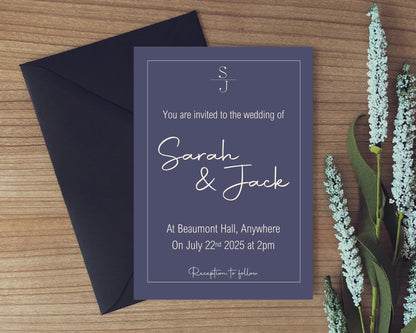 Sapphire Wedding Party Invitations & Envelopes | Pack of 10