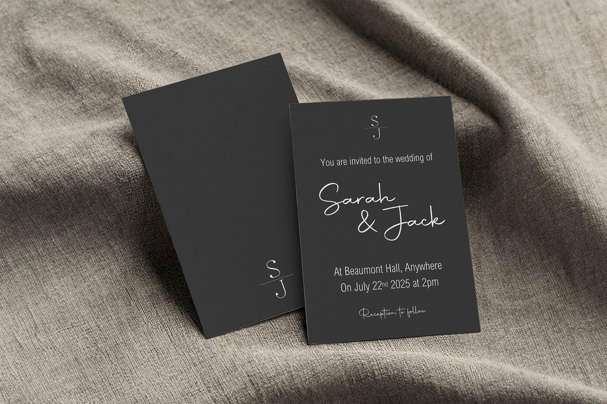 Minimalist Noir Wedding Invitation Suite - Larosier Prints