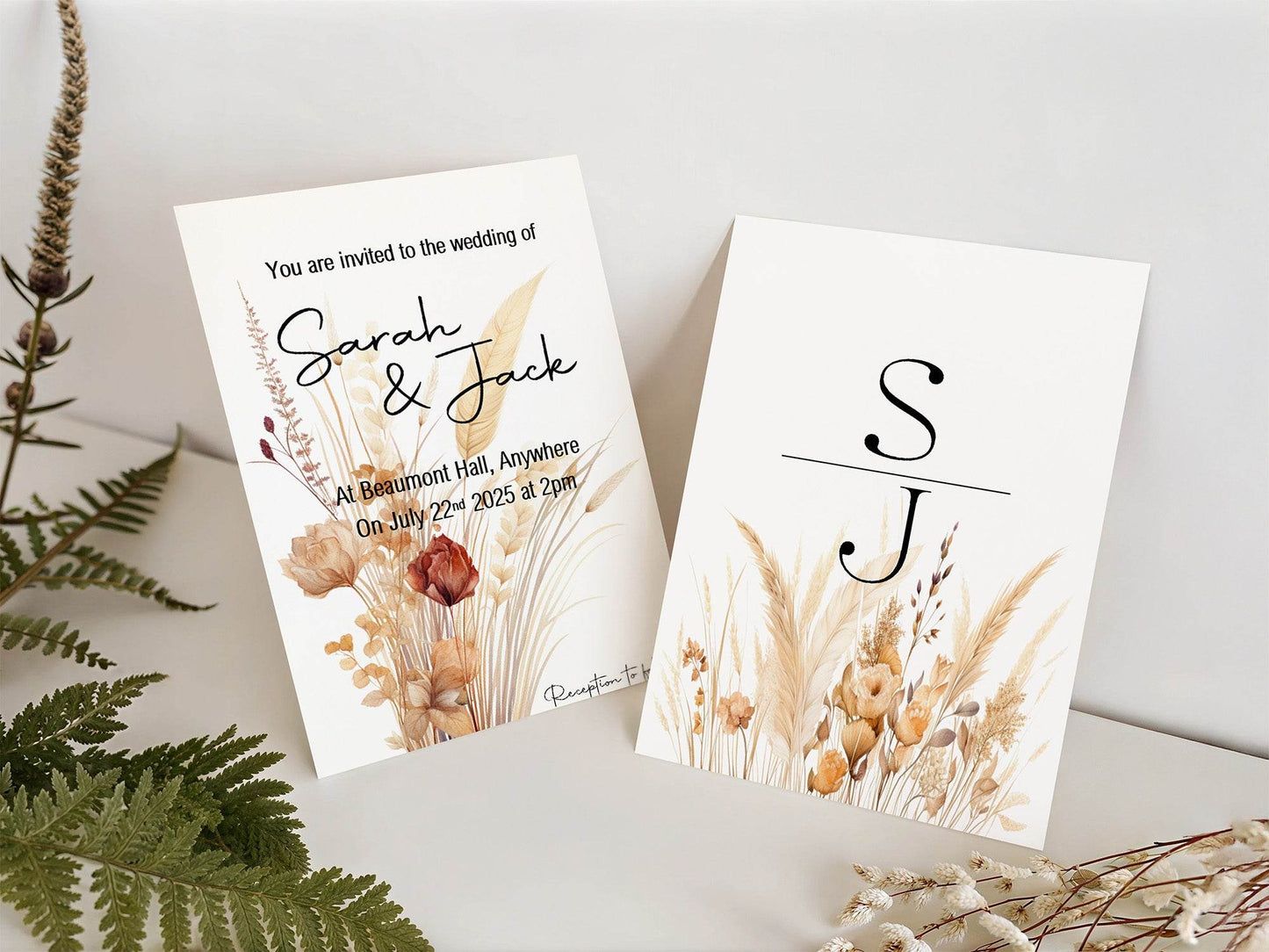 Boho Wedding Party Invitations & Envelopes | Pack of 10