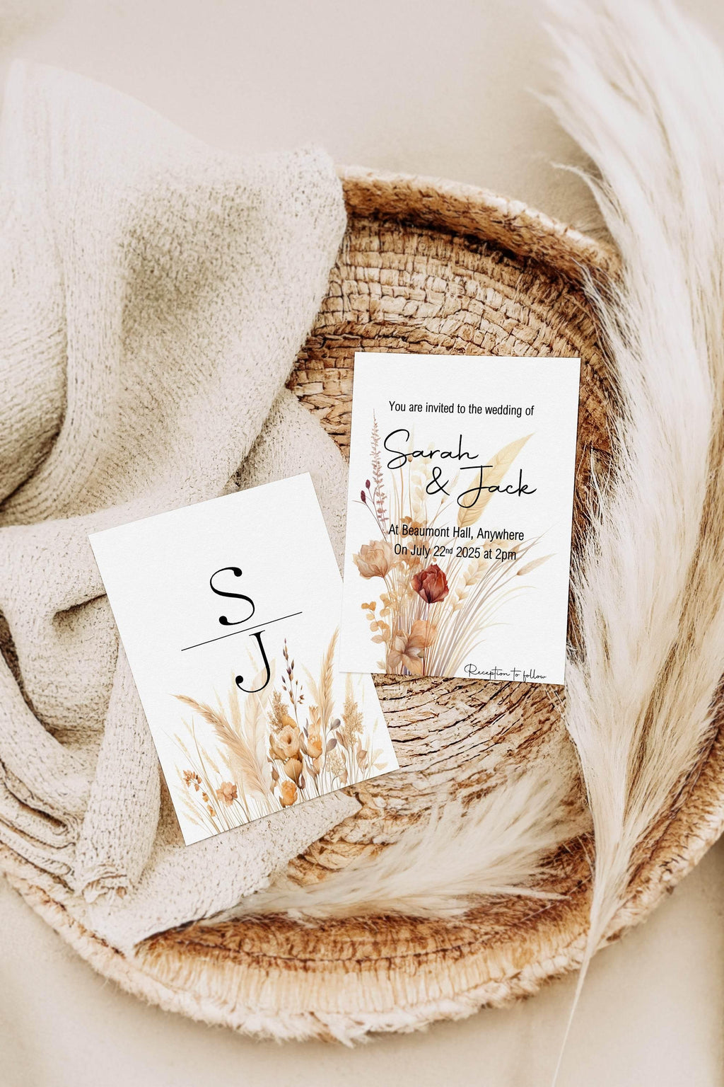 Boho Wedding Invitation Suite - Larosier Prints