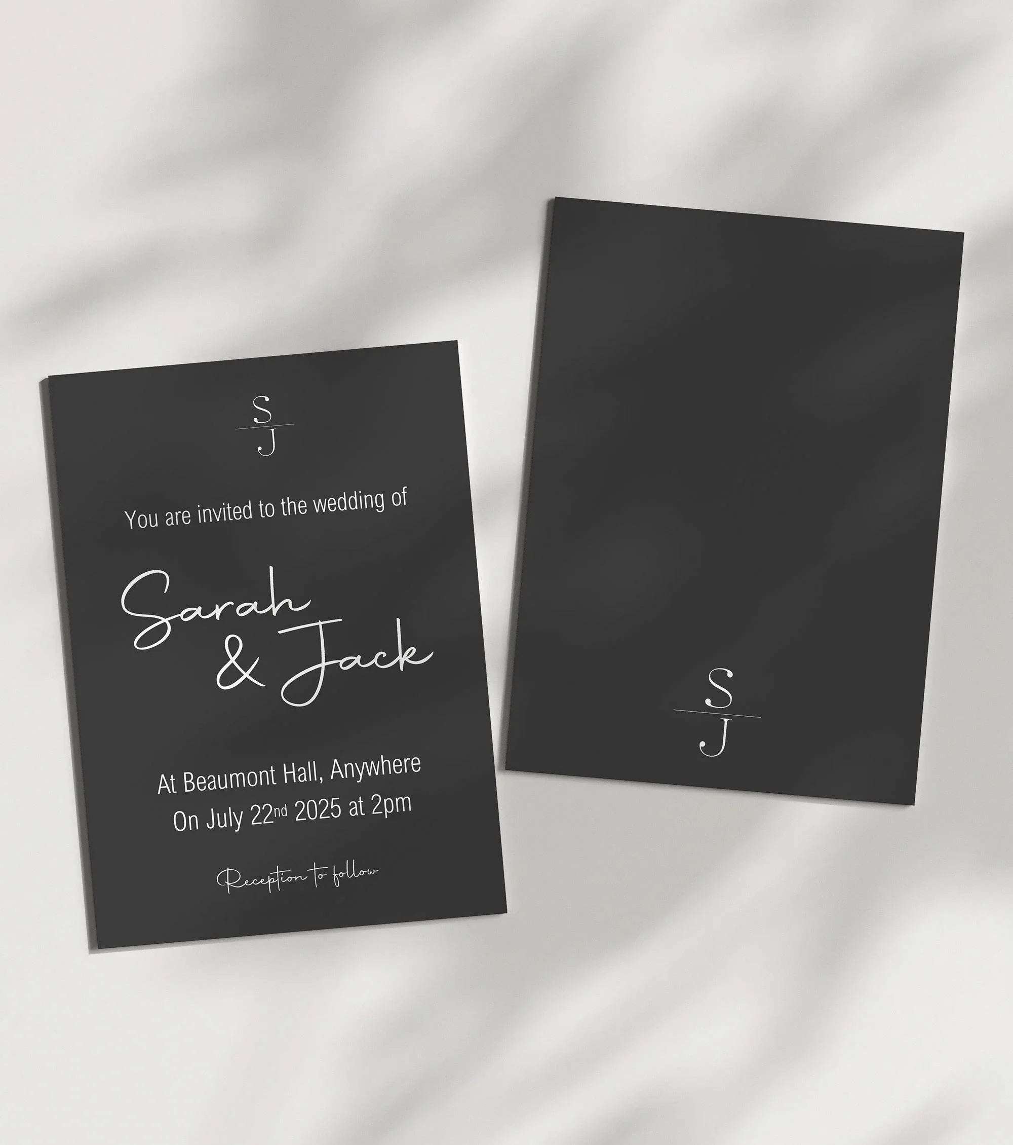 Minimalist Noir Wedding Party Invitations & Envelopes | Pack of 10 - Larosier Prints