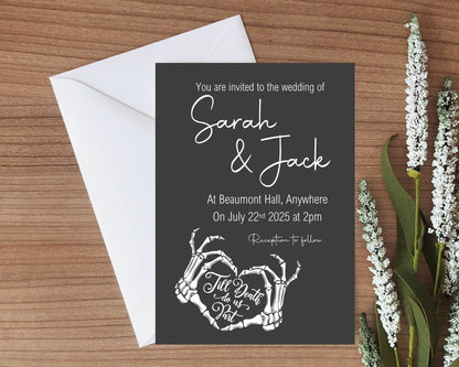 Gothic Wedding Party Invitations & Envelopes | Black & White | Pack of 10