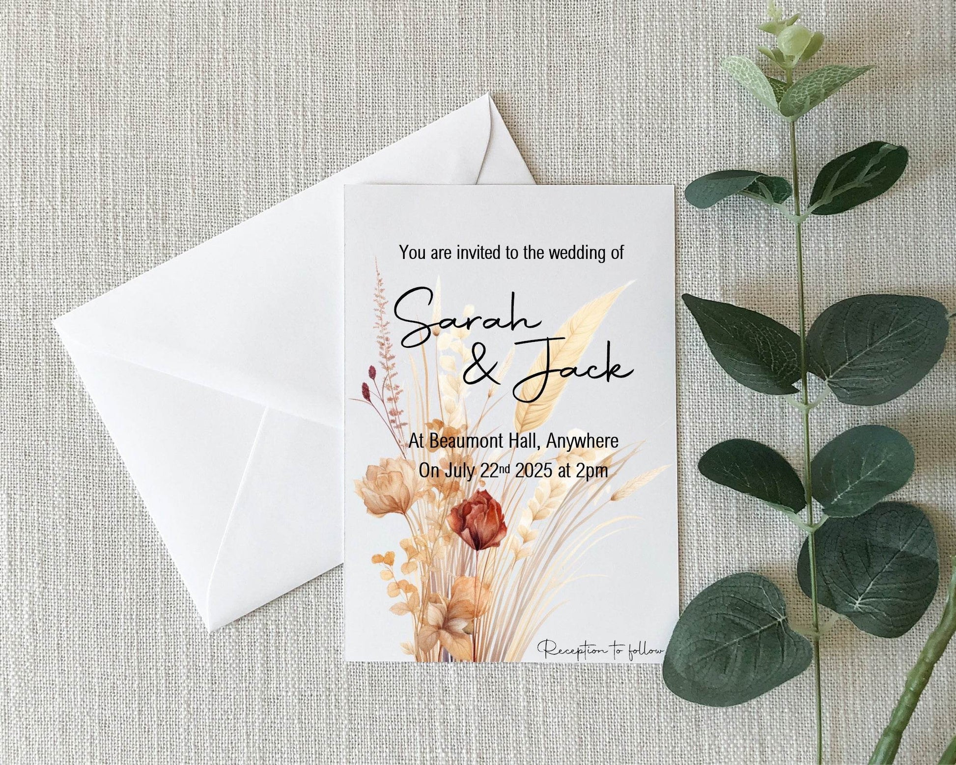 Boho Wedding Party Invitations & Envelopes | Pack of 10