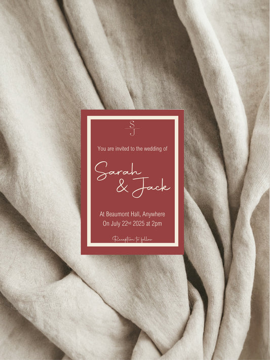 Rosewood Wedding Party Invitations & Envelopes | Pack of 10