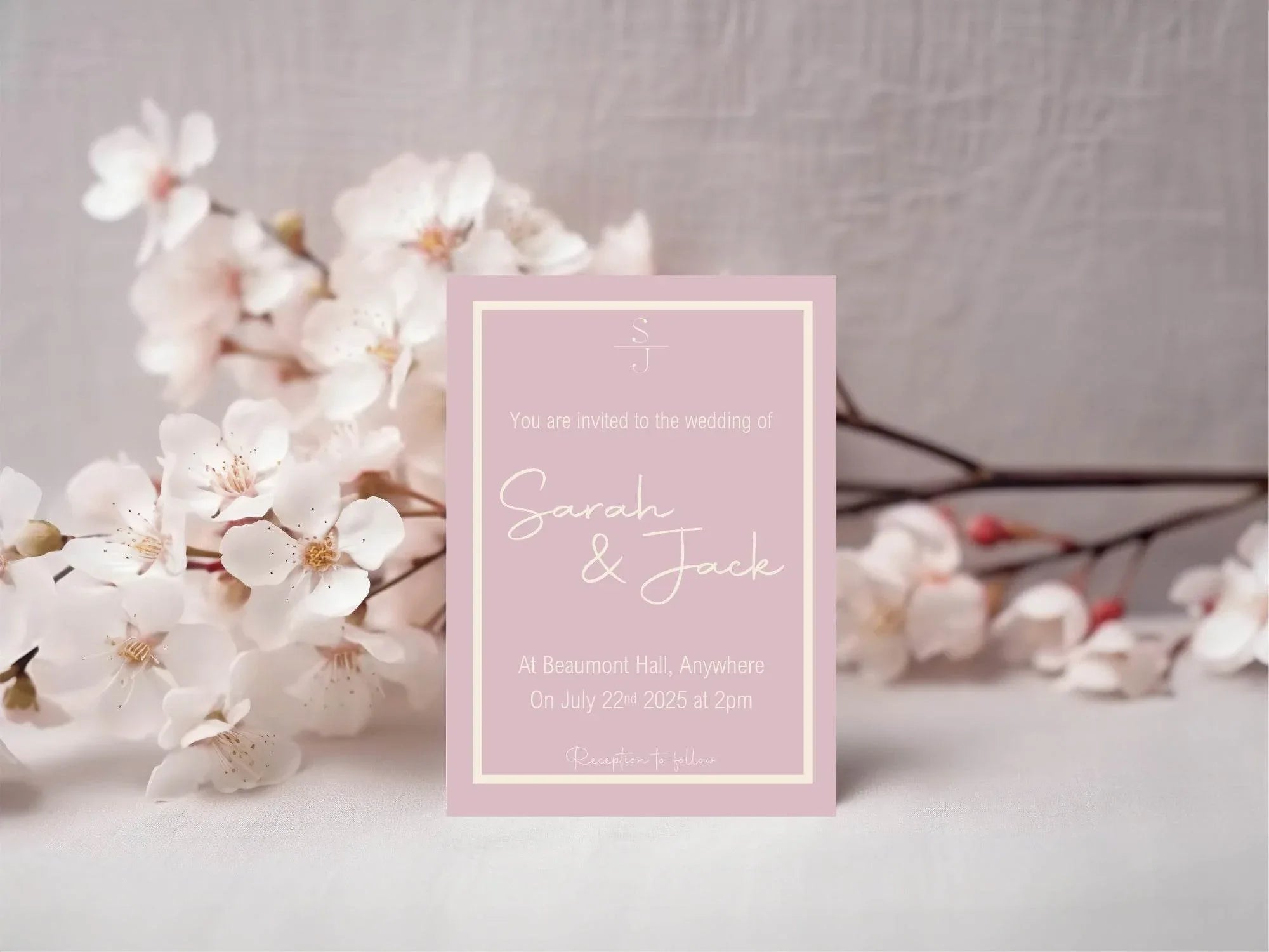 Dusky Pink Wedding Invitation Suite - Larosier Prints