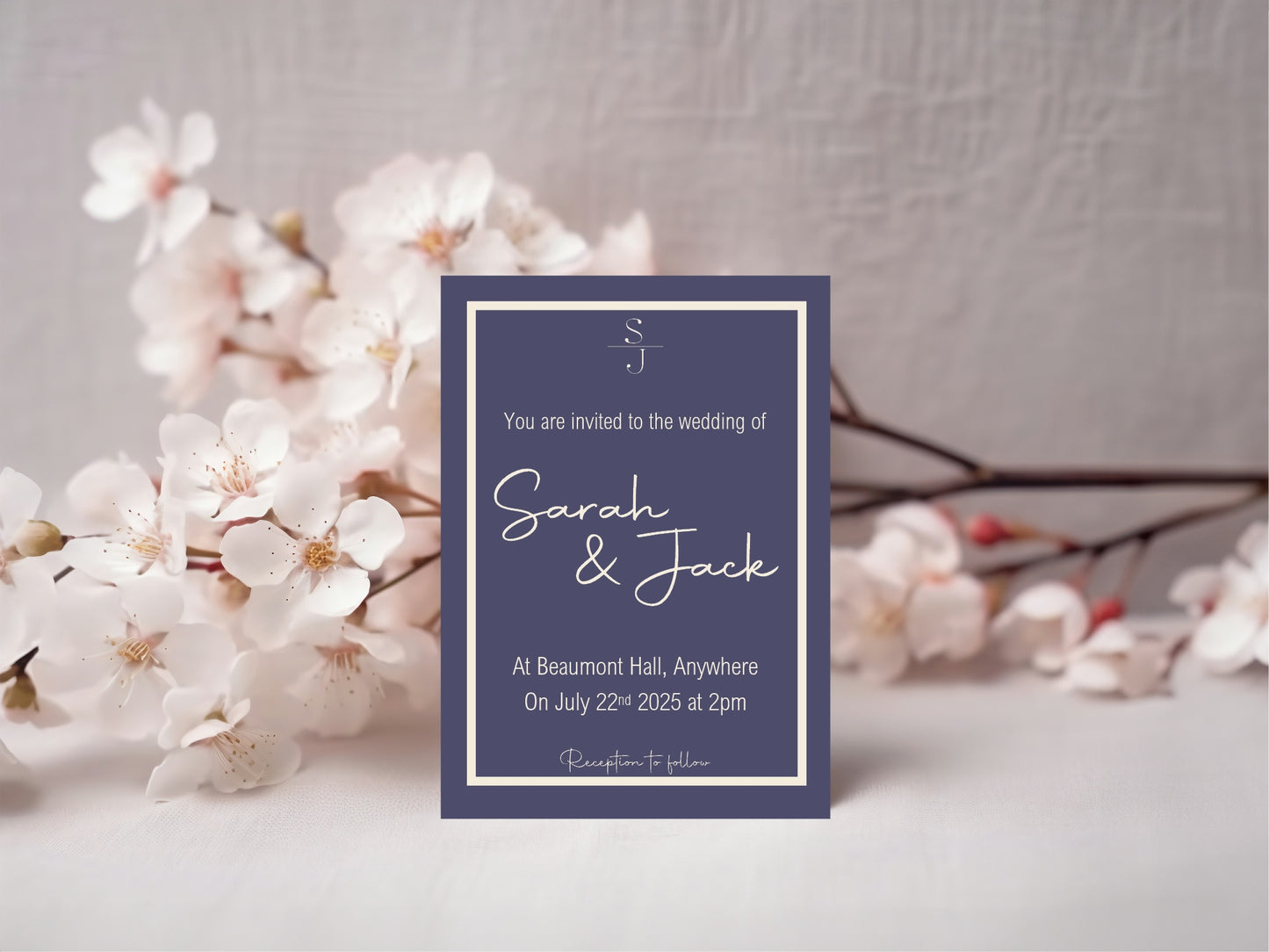 Sapphire Wedding Party Invitations & Envelopes | Pack of 10