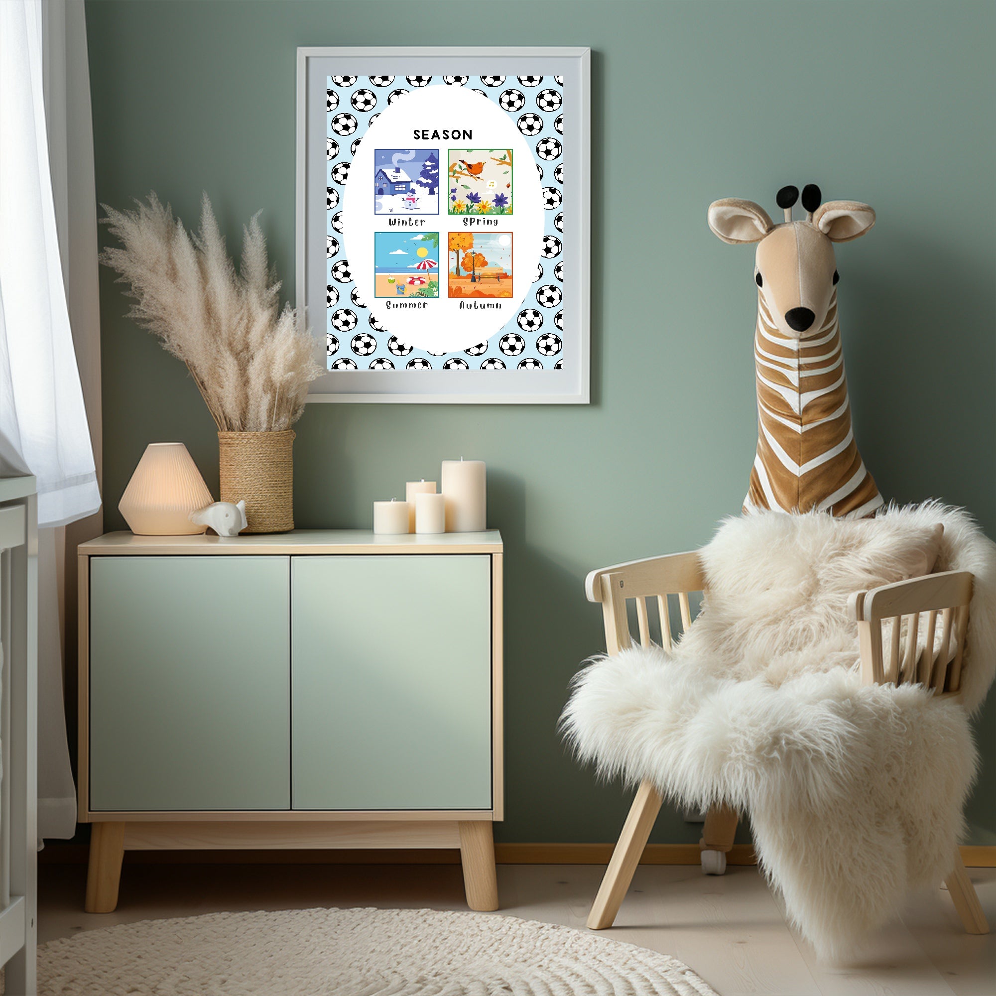 Blue Football Seasons Poster | Educational Wall Art