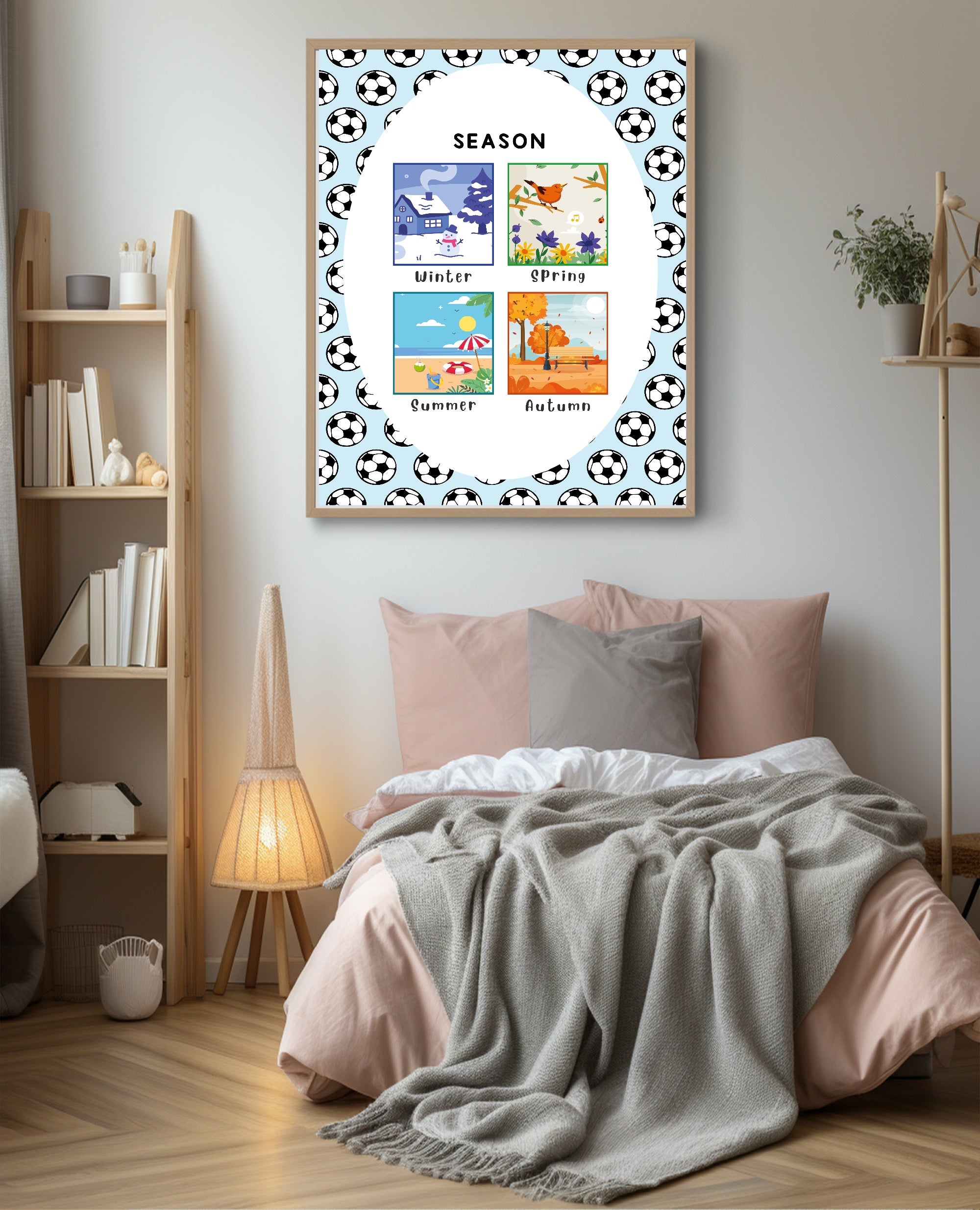 Blue Football Seasons Poster | Educational Wall Art