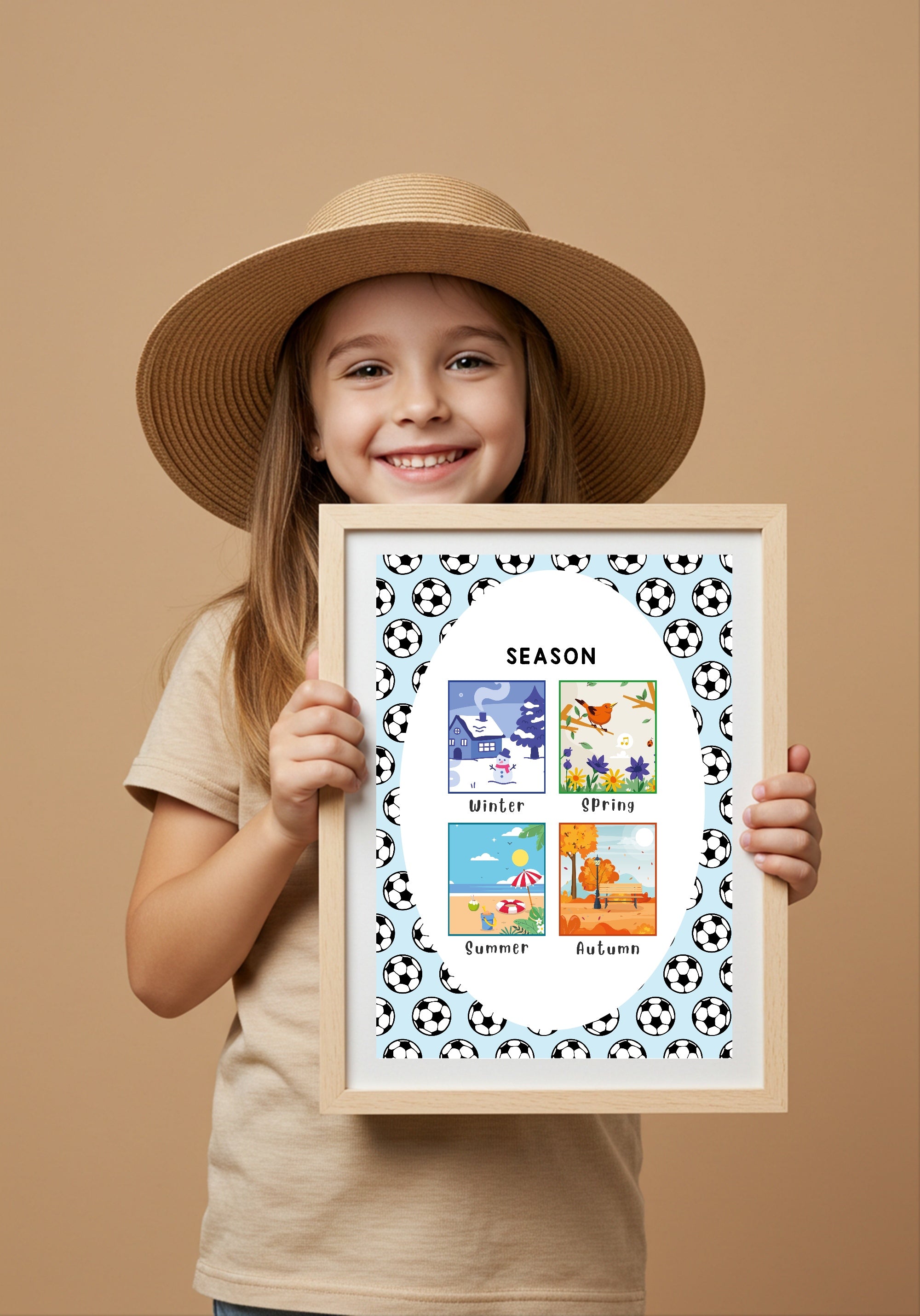 Blue Football Seasons Poster | Educational Wall Art