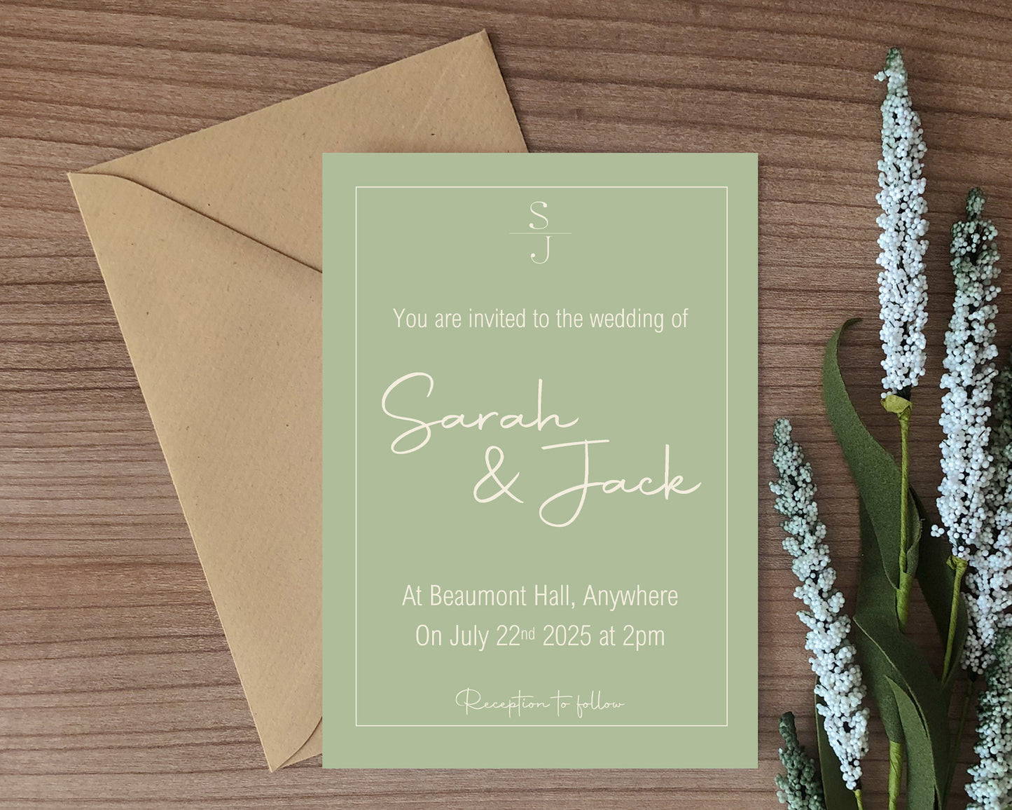 Willow Wedding Party Invitations & Envelopes | Pack of 10