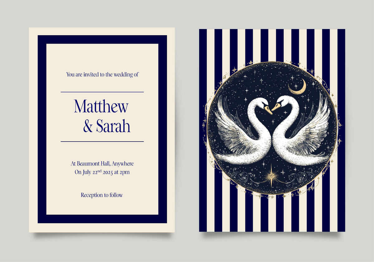Celestial Swan Wedding Invitation Suite – wedding invitation design, image 3