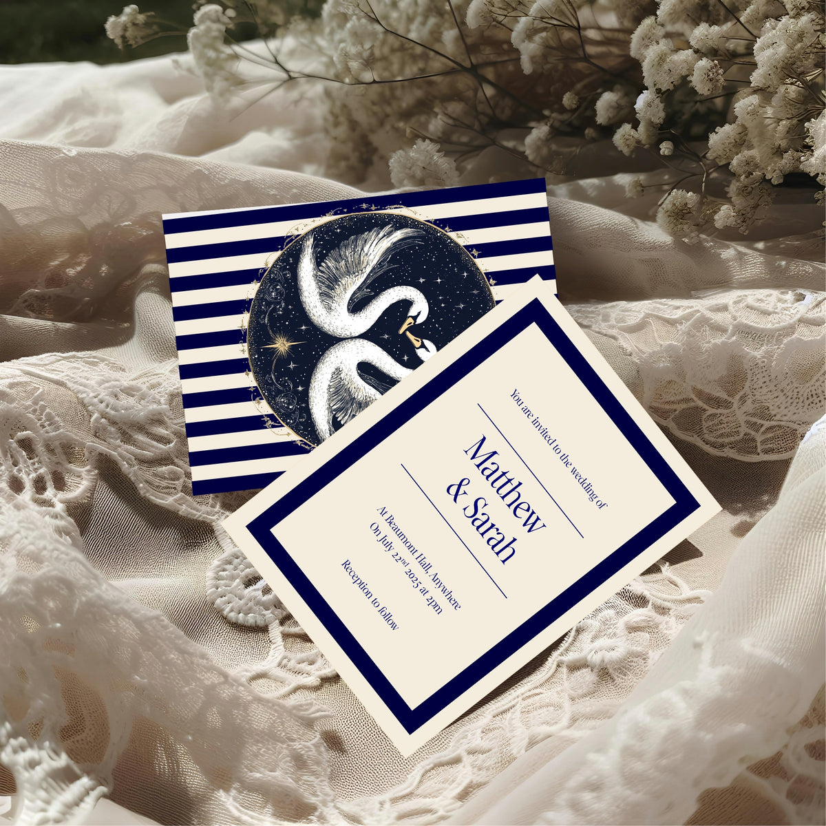 Celestial Swan Wedding Invitation Suite – wedding invitation design, image 2