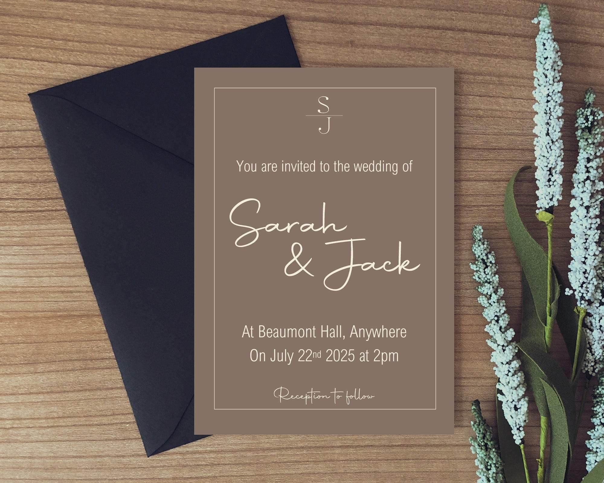 Earth Wedding Party Invitations & Envelopes | Pack of 10 - Larosier Prints