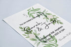 Green & White Rose Wedding Party Invitations & Envelopes | Pack of 10 - Larosier Prints
