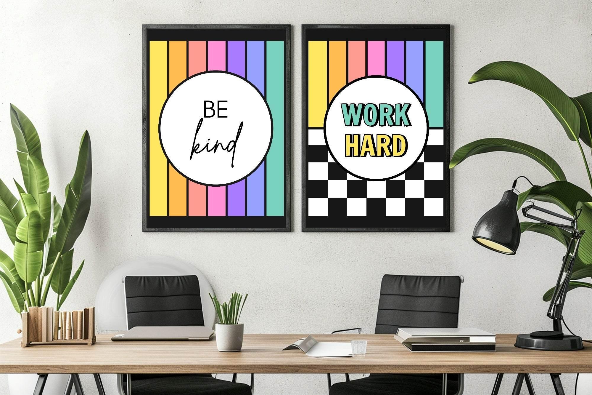 Be Kind Print | Rainbow Inspirational Wall Art - Larosier Prints