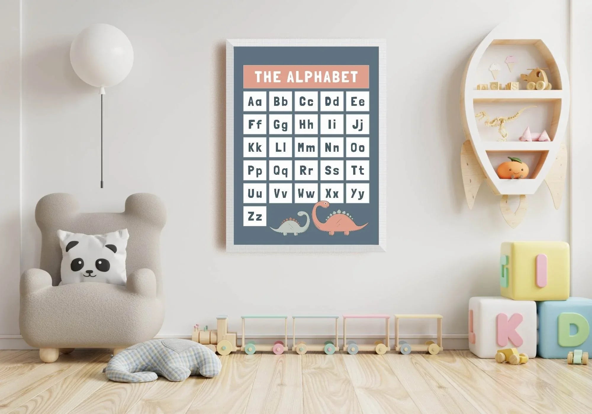 Dinosaur Alphabet Print | Kids Educational Wall Art - Larosier Prints