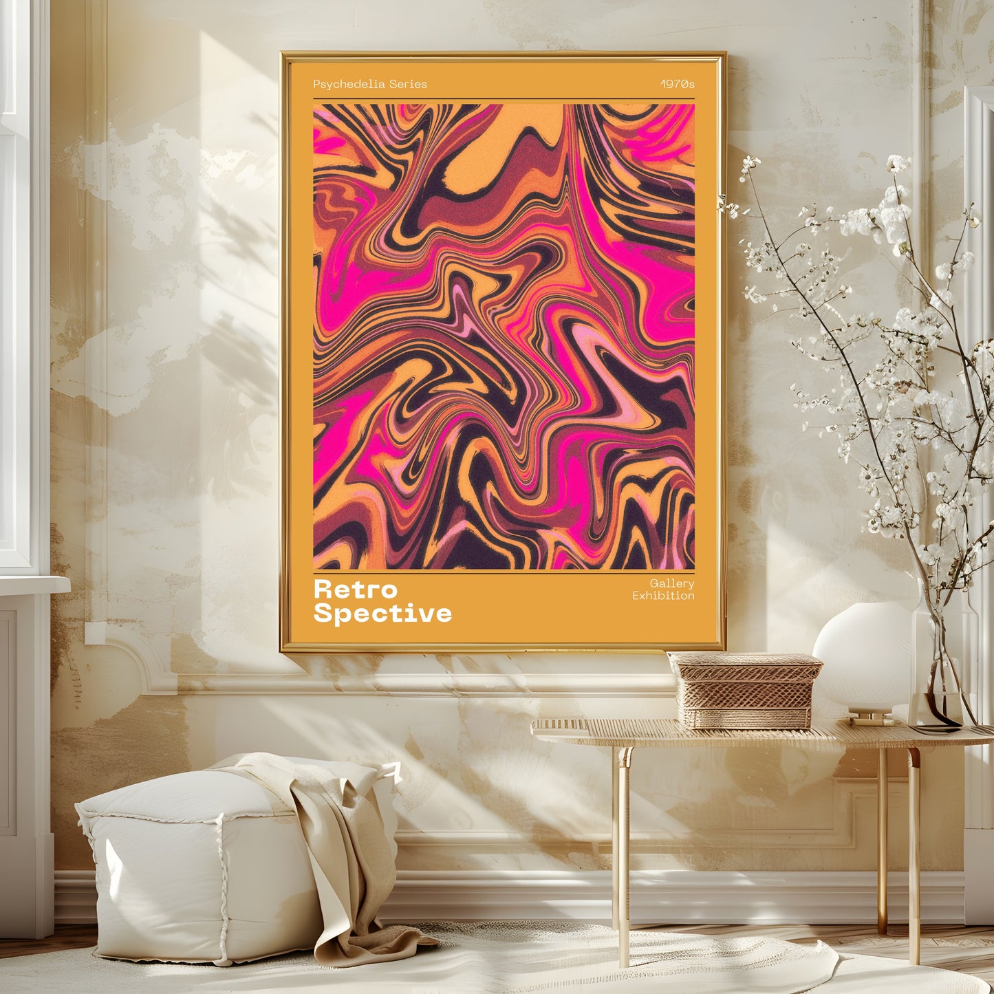 Retrospective Print | Mustard Psychedelia Series 1970s | Retro Wall Art