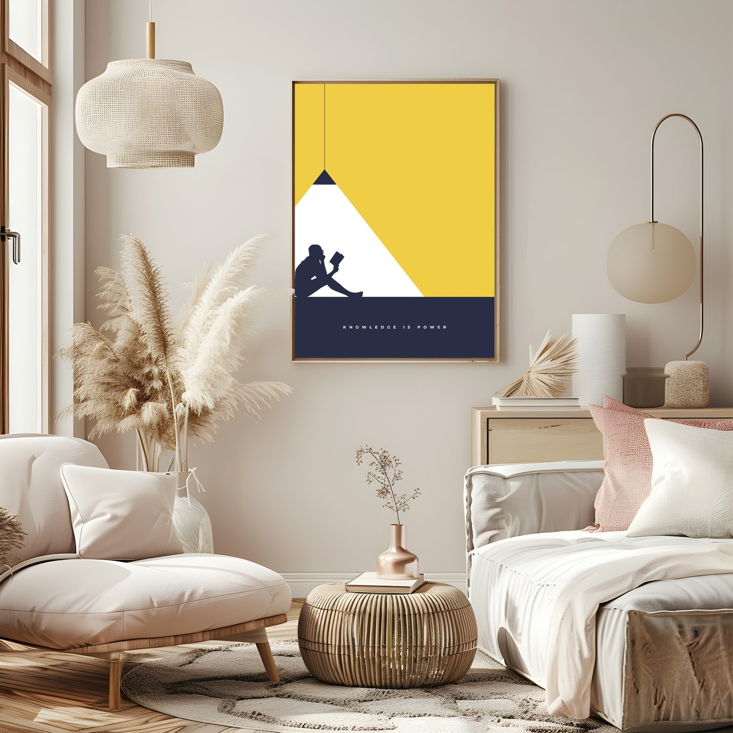 Knowledge is Power Print | Yellow Modern Wall Art