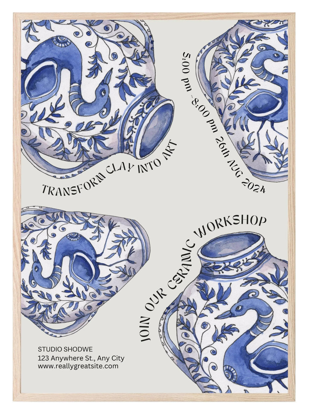 Ceramic Vase Print | Traditional Blue & White Wall Art - Larosier Prints