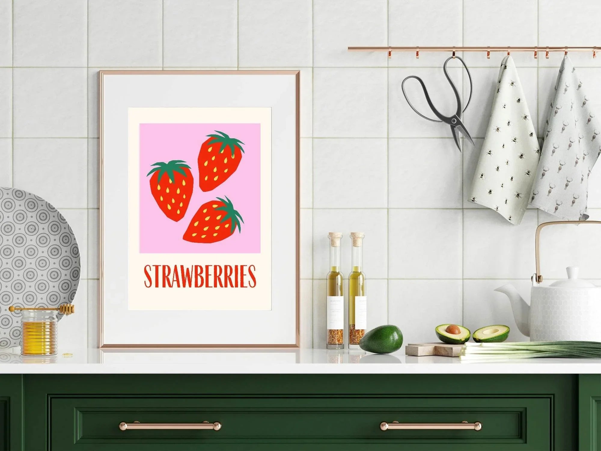 Strawberries Print | Modern Kitchen Wall Art - Larosier Prints