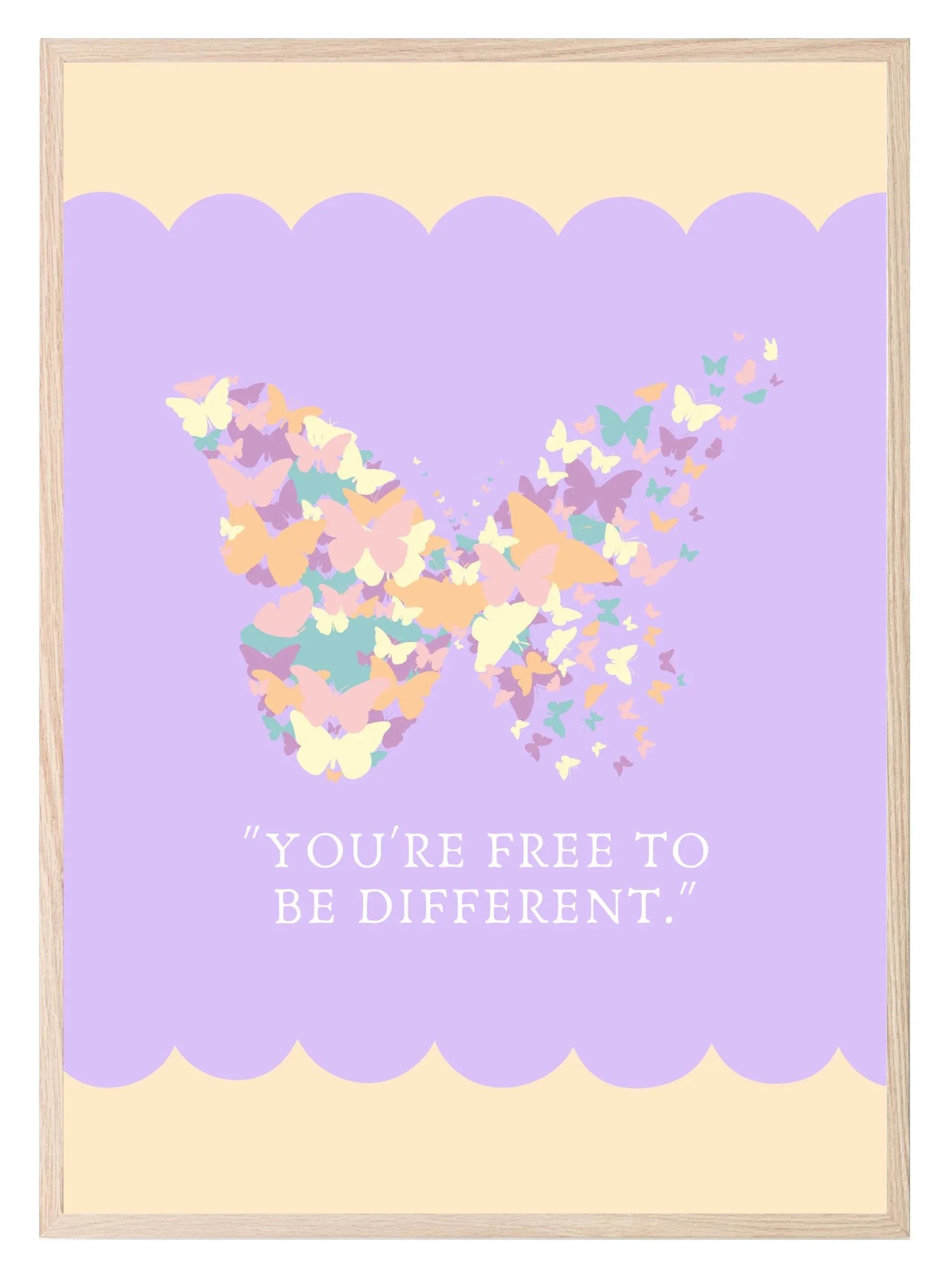 You're Free To Be Different Print | Butterfly Wall Art - Larosier Prints