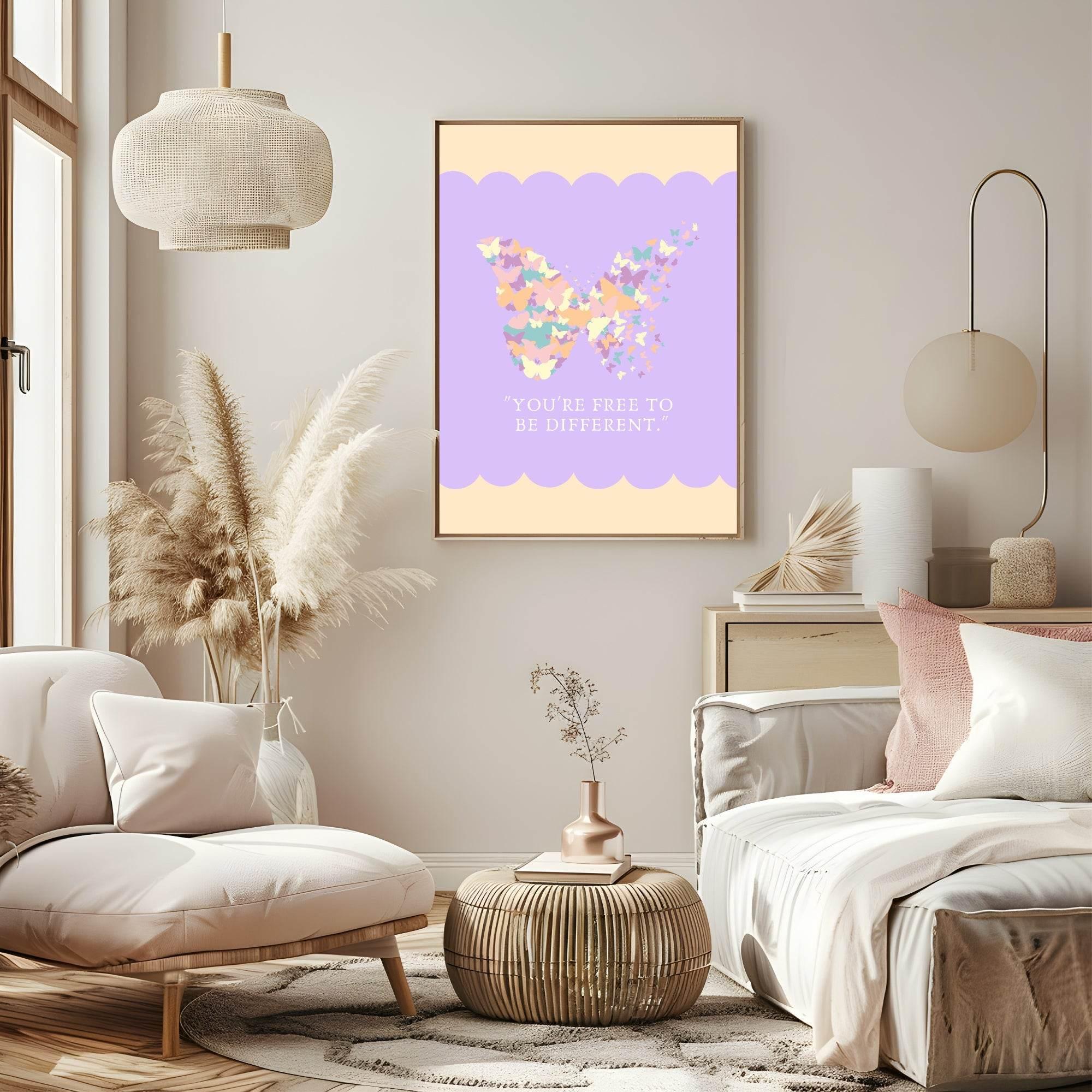 You're Free To Be Different Print | Butterfly Wall Art - Larosier Prints