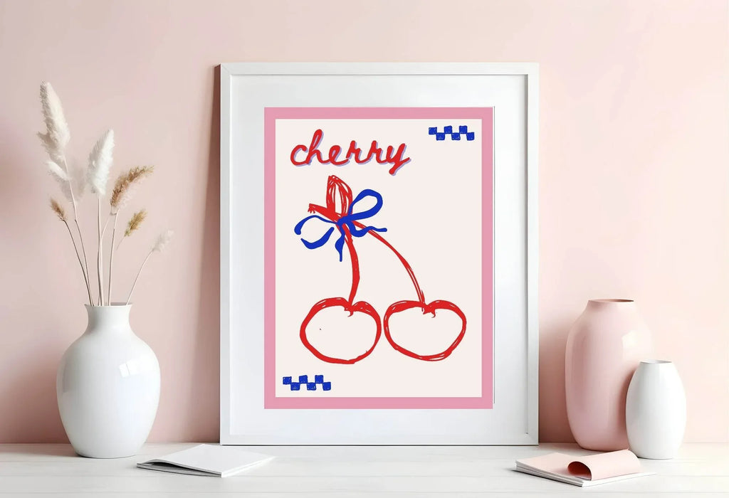 Cherry Illustration Print | Fun Wall Art - Larosier Prints