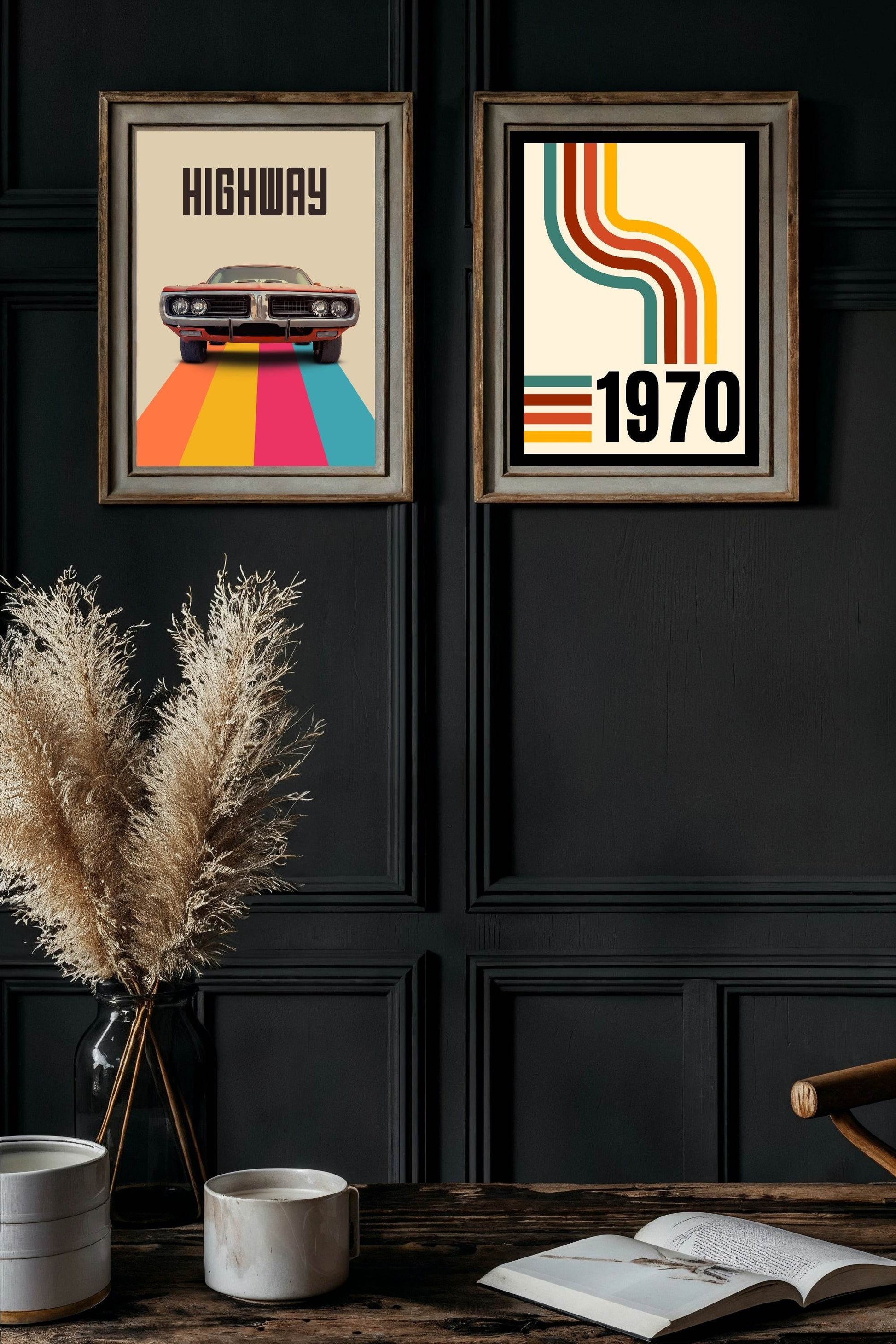 1970 Print | Vintage Rainbow Road Wall Art