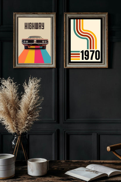 1970 Print | Vintage Rainbow Road Wall Art