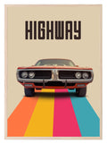 Rainbow Highway Print | Vintage Classic Car Wall Art - Larosier Prints