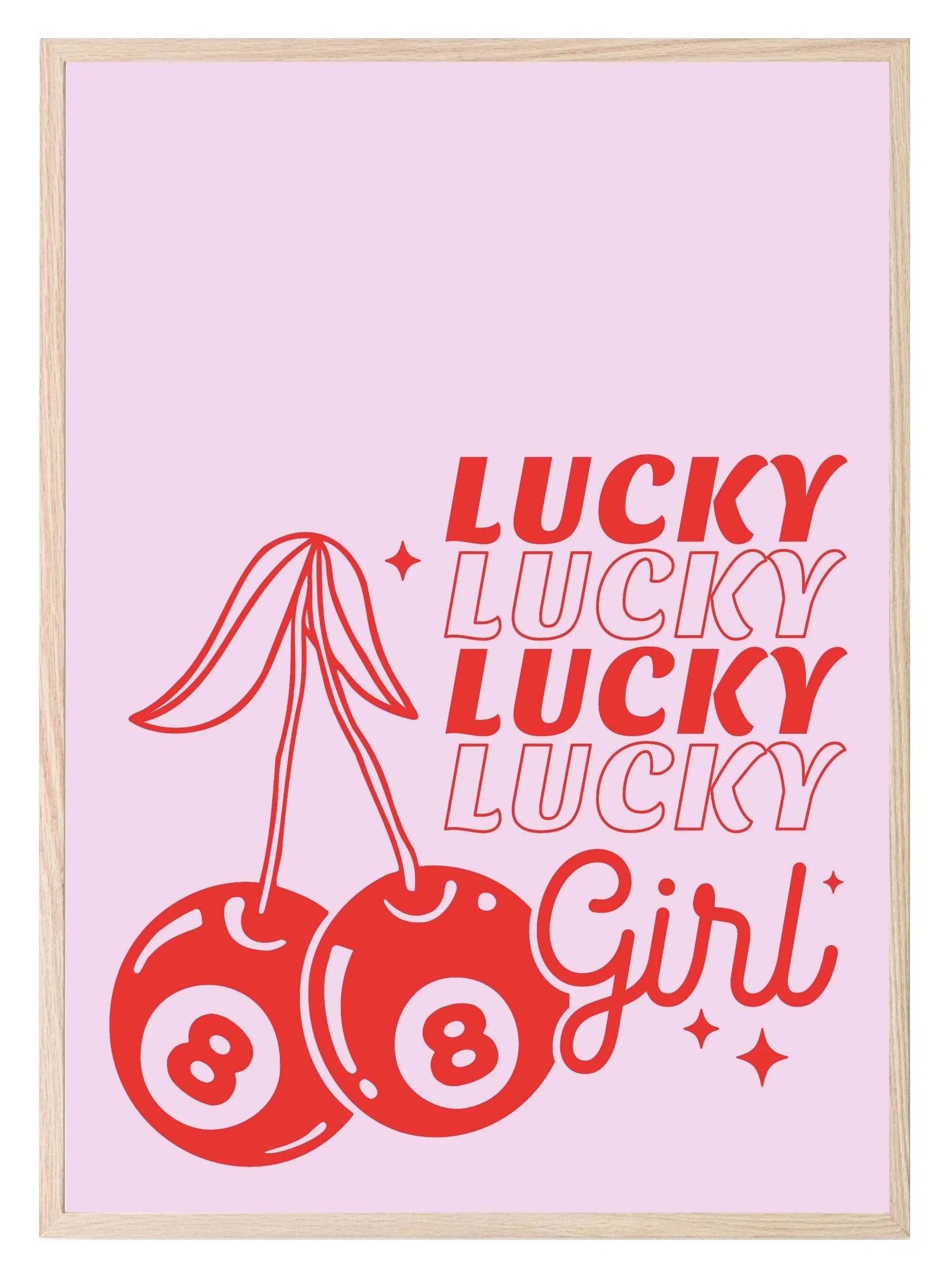 Lucky Girl Print | Cherry 8 Ball Wall Art - Larosier Prints