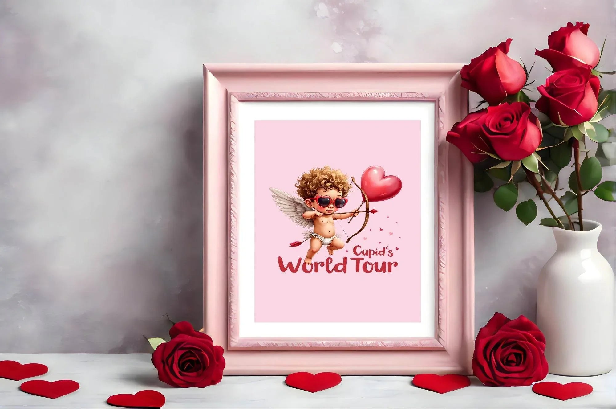 Cupid's World Tour Print | Fun Romance Wall Art - Larosier Prints