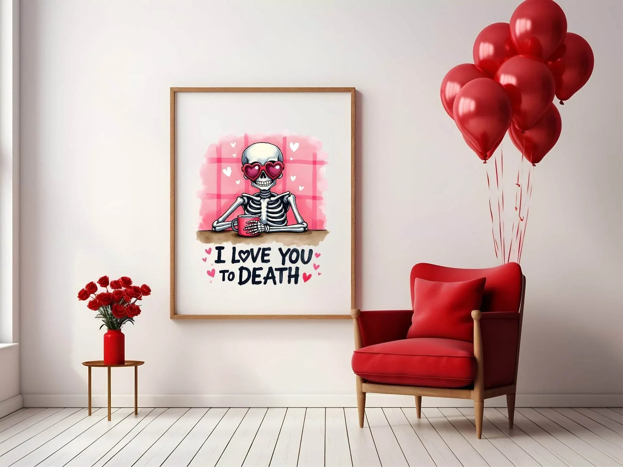 I Love You To Death Print | Skeleton | Kitchen Wall Art - Larosier Prints
