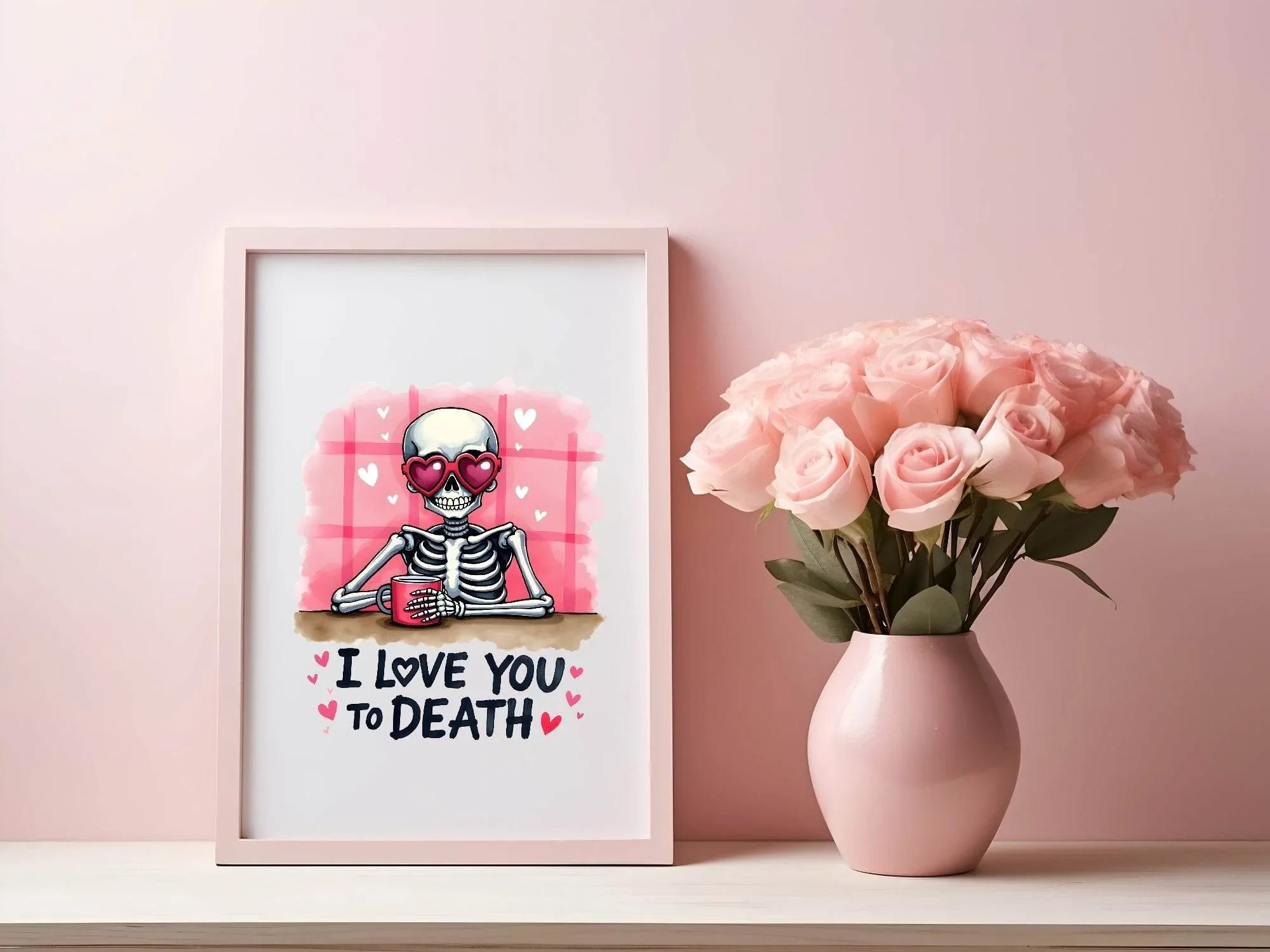 I Love You To Death Print | Skeleton | Kitchen Wall Art - Larosier Prints