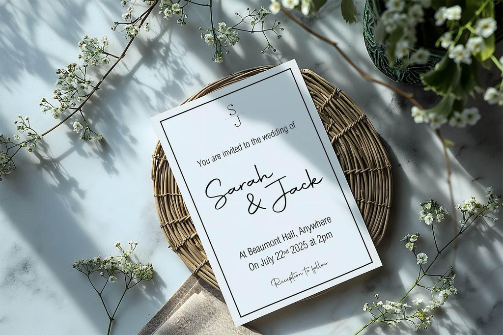 Minimalist Wedding Party Invitations & Envelopes | Pack of 10 - Larosier Prints